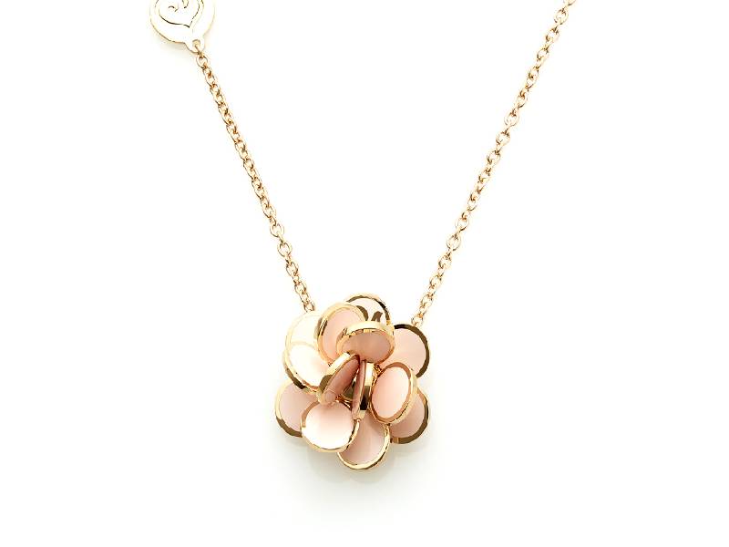 ROSE GOLD AND PINK ENAMEL NECKLACE 